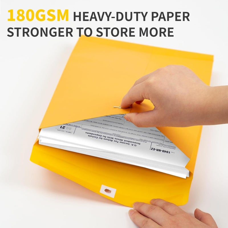 GIGYES Expandable Manilla Envelopes 9 x 12 with Reusable Clasp and Gummed Seal 25 Pack, 180 GSM Large Capacity Manilla Folders 8.5 x 11 Envelopes Mailing, for Home School Office Filing and Storing - Image 3